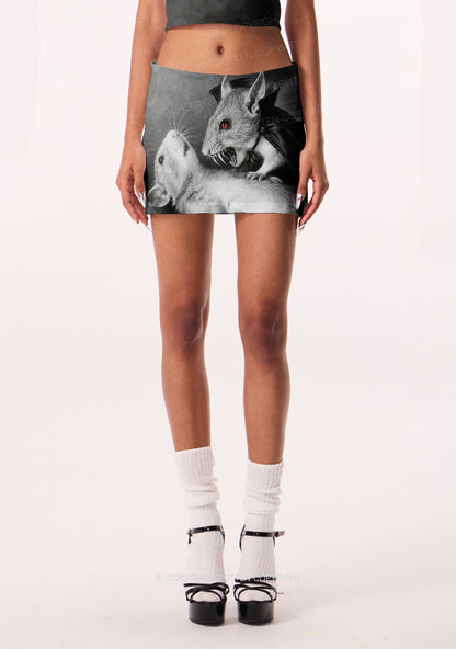 Halloween Vampire Rat Y2K Print Mini Skirt Cherrykitten