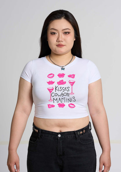 Curvy Kisses Cowboys Martinis Baby Tee