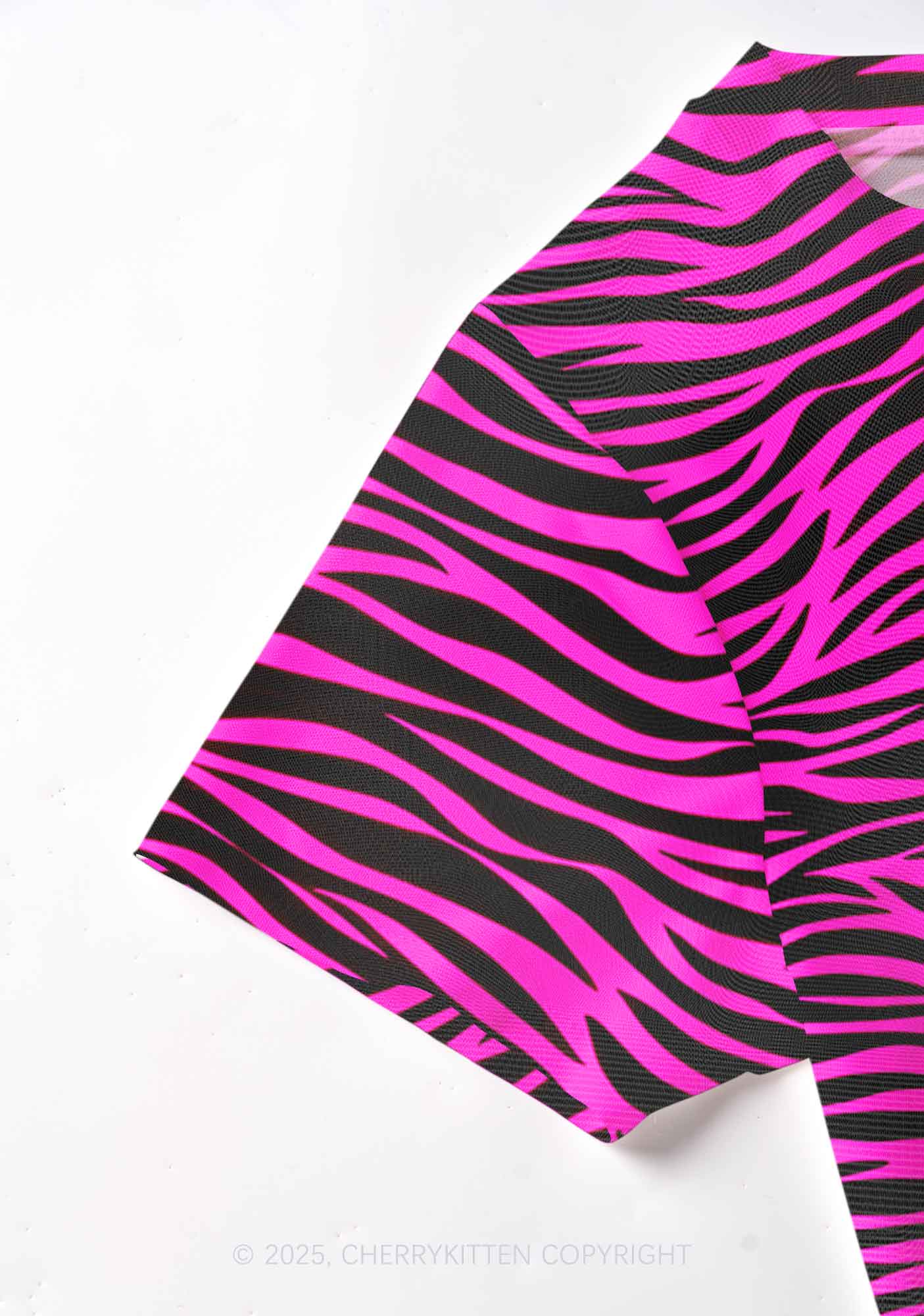 Pink Zebra Y2K Mesh Crop Top Cherrykitten