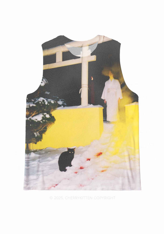 Snow Cat Y2K Mesh Muscle Tank Cherrykitten