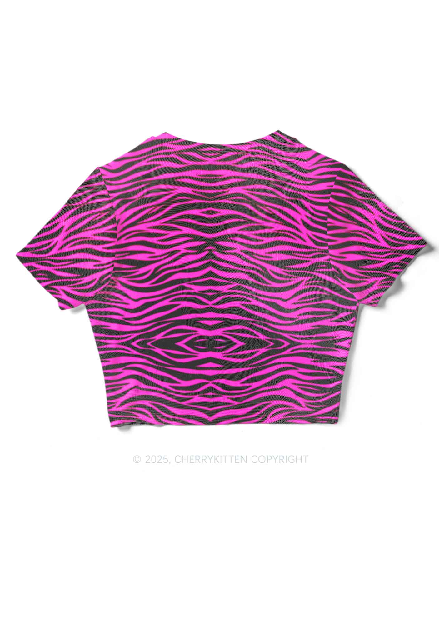 Pink Zebra Y2K Mesh Crop Top Cherrykitten