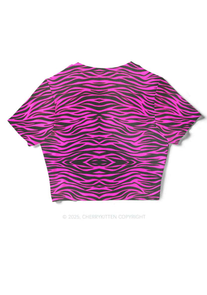 Pink Zebra Y2K Mesh Crop Top Cherrykitten