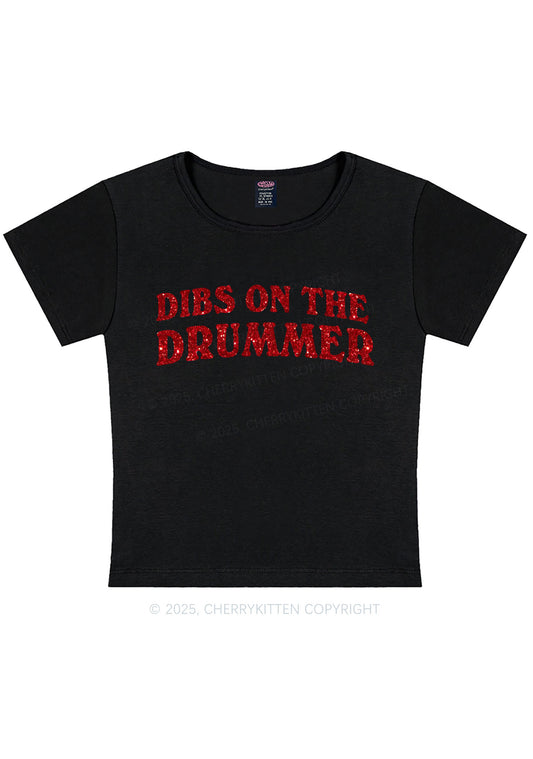 Glitter Dibs On The Drummer Y2K Baby Tee Cherrykitten