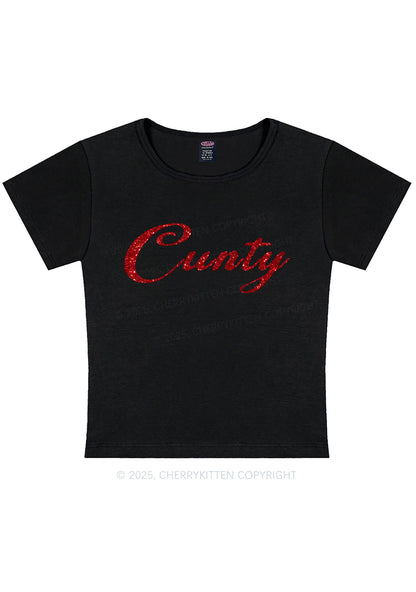 Glitter Cunty Y2K Baby Tee Cherrykitten