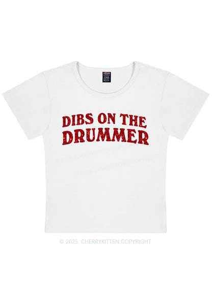 Glitter Dibs On The Drummer Y2K Baby Tee Cherrykitten