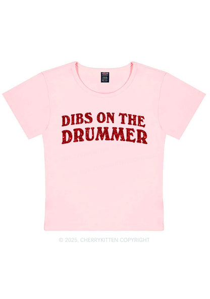 Glitter Dibs On The Drummer Y2K Baby Tee Cherrykitten