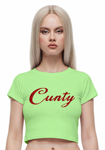 Glitter Cunty Y2K Baby Tee Cherrykitten
