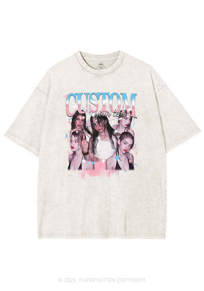 Custom Photo Trans Pride Y2K Shirts Washed Tee Cherrykitten