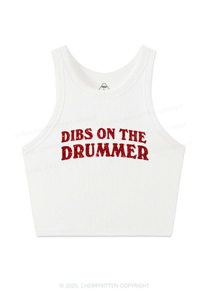 Glitter Dibs On The Drummer Y2K Crop Tank Top Cherrykitten
