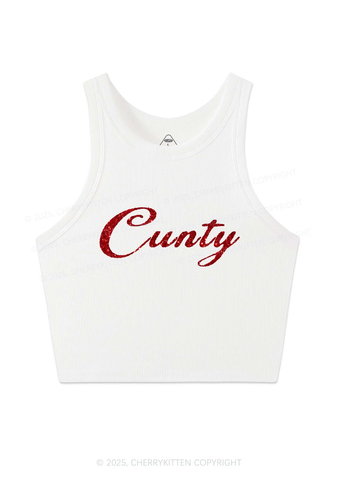 Glitter Cunty Y2K Crop Tank Top Cherrykitten