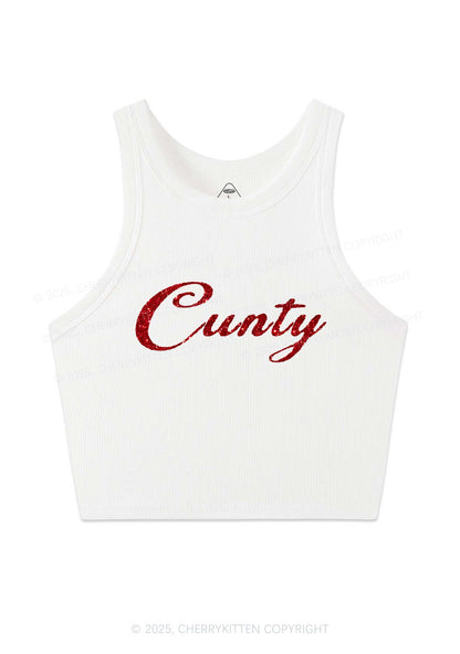 Glitter Cunty Y2K Crop Tank Top Cherrykitten
