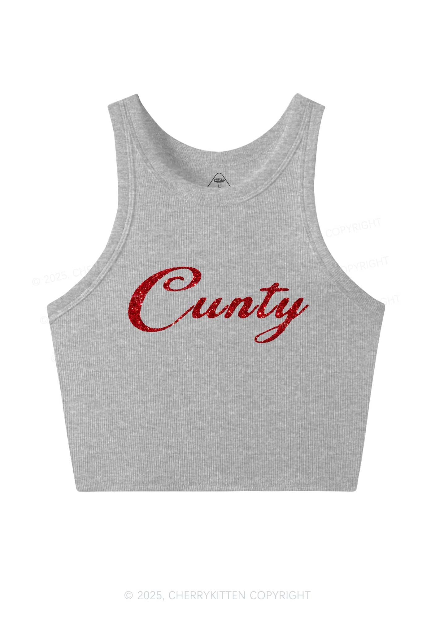 Glitter Cunty Y2K Crop Tank Top Cherrykitten