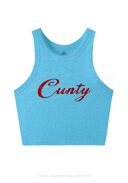 Glitter Cunty Y2K Crop Tank Top Cherrykitten