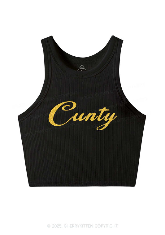 Glitter Cunty Y2K Crop Tank Top Cherrykitten