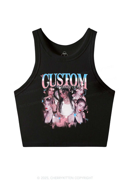 Custom Photo Trans Pride Y2K Crop Tank Top Cherrykitten
