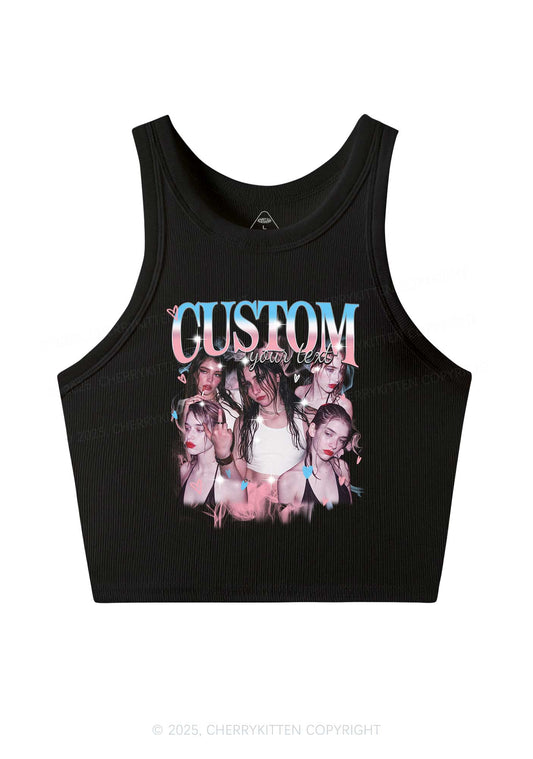 Custom Photo Trans Pride Y2K Crop Tank Top Cherrykitten