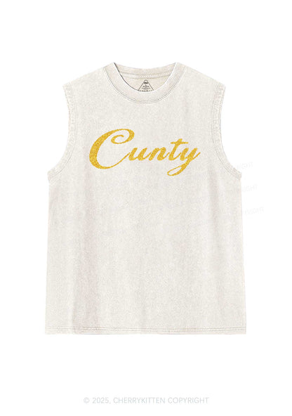 Glitter Cunty Y2K Washed Muscle Tank Cherrykitten