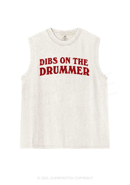 Glitter Dibs On The Drummer Y2K Washed Muscle Tank Cherrykitten