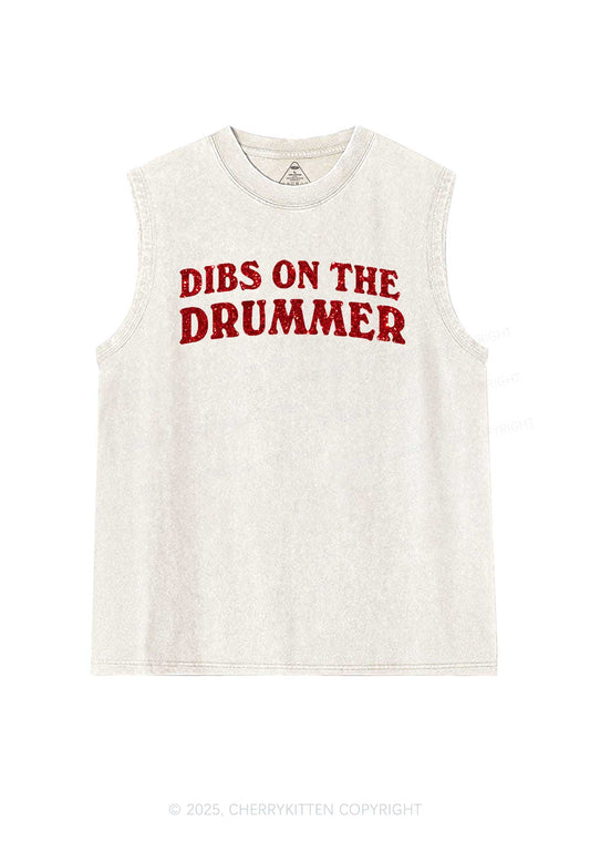Glitter Dibs On The Drummer Y2K Washed Muscle Tank Cherrykitten