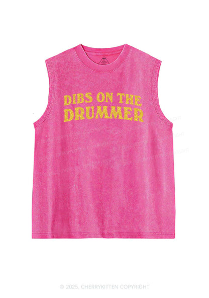Glitter Dibs On The Drummer Y2K Washed Muscle Tank Cherrykitten