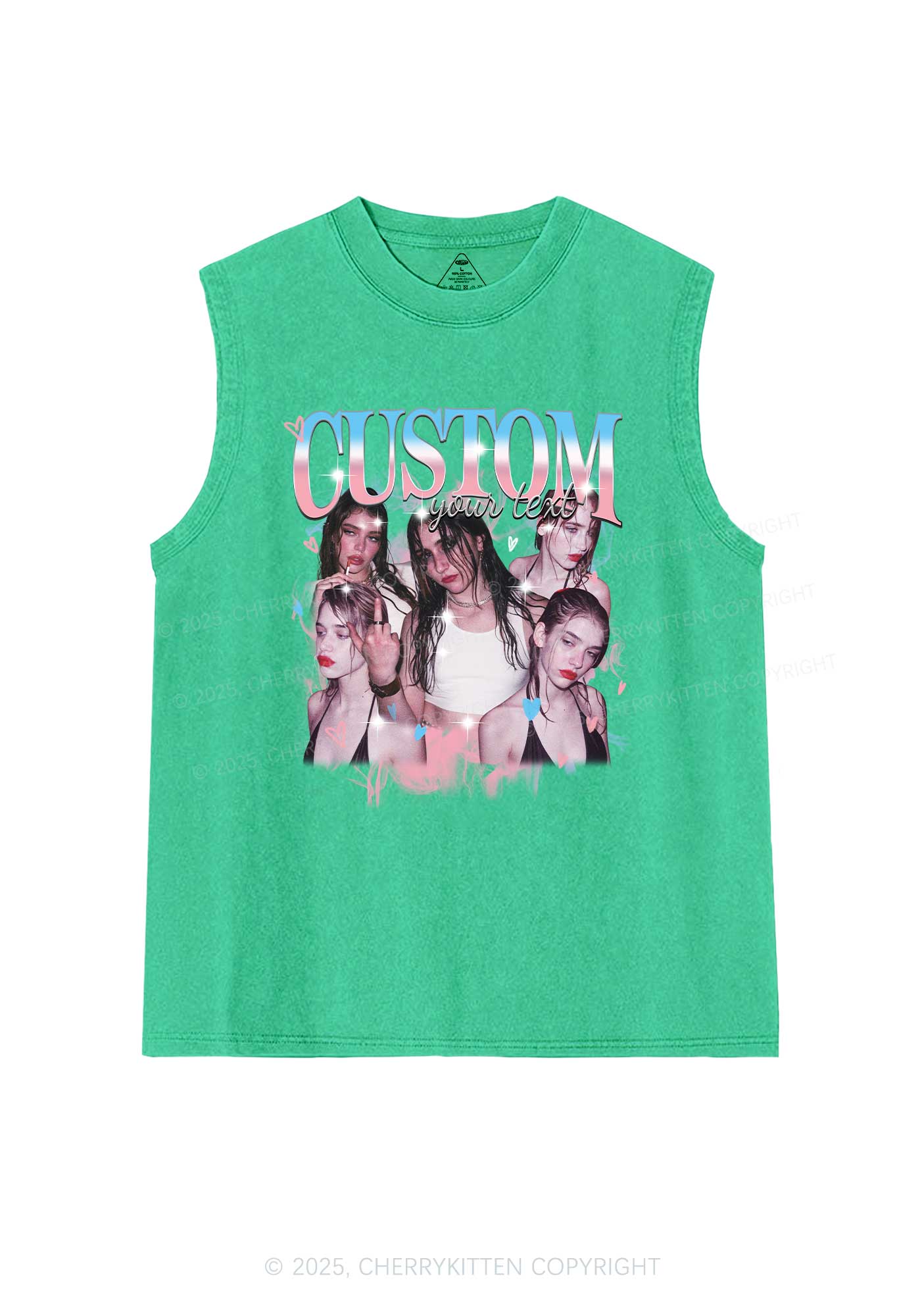 Custom Photo Trans Pride Y2K Washed Muscle Tank Cherrykitten