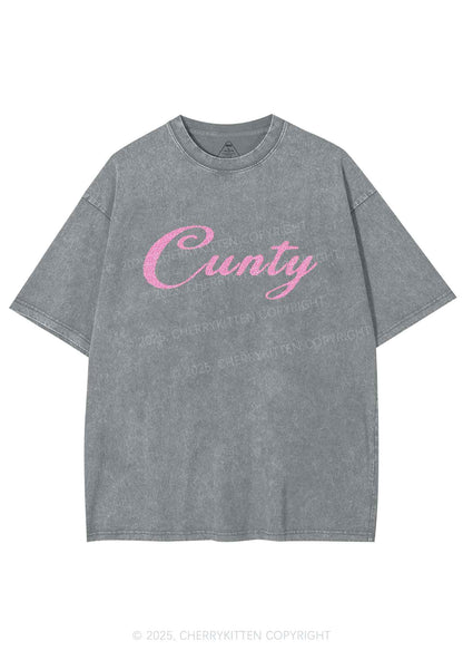 Glitter Cunty Y2K Shirts Washed Tee Cherrykitten