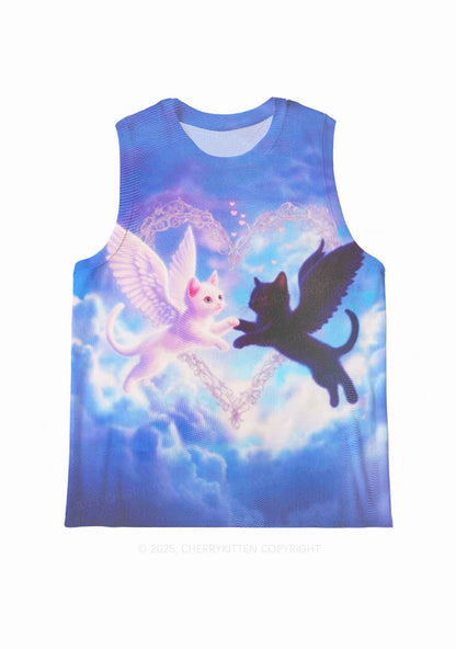 Cat Angel Y2K Mesh Muscle Tank Cherrykitten