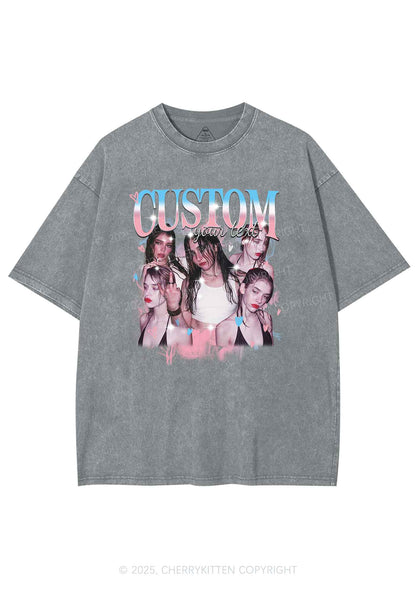 Custom Photo Trans Pride Y2K Shirts Washed Tee Cherrykitten