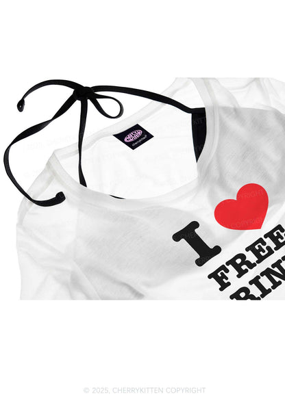 I Love Free Drinks Y2K Sheer Boyfriend Tee Cherrykitten