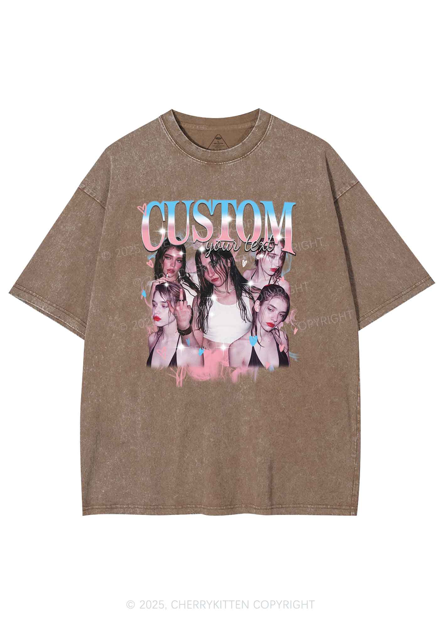 Custom Photo Trans Pride Y2K Shirts Washed Tee Cherrykitten