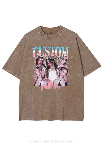 Custom Photo Trans Pride Y2K Shirts Washed Tee Cherrykitten