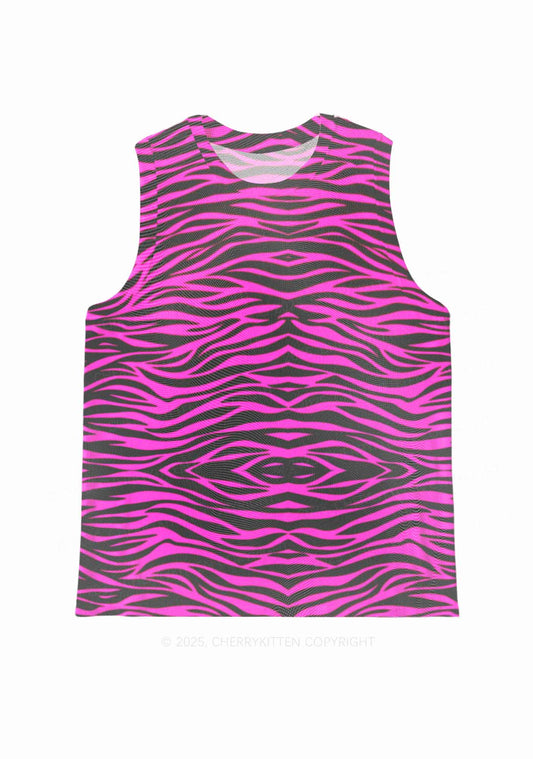 Pink Zebra Y2K Mesh Muscle Tank Cherrykitten