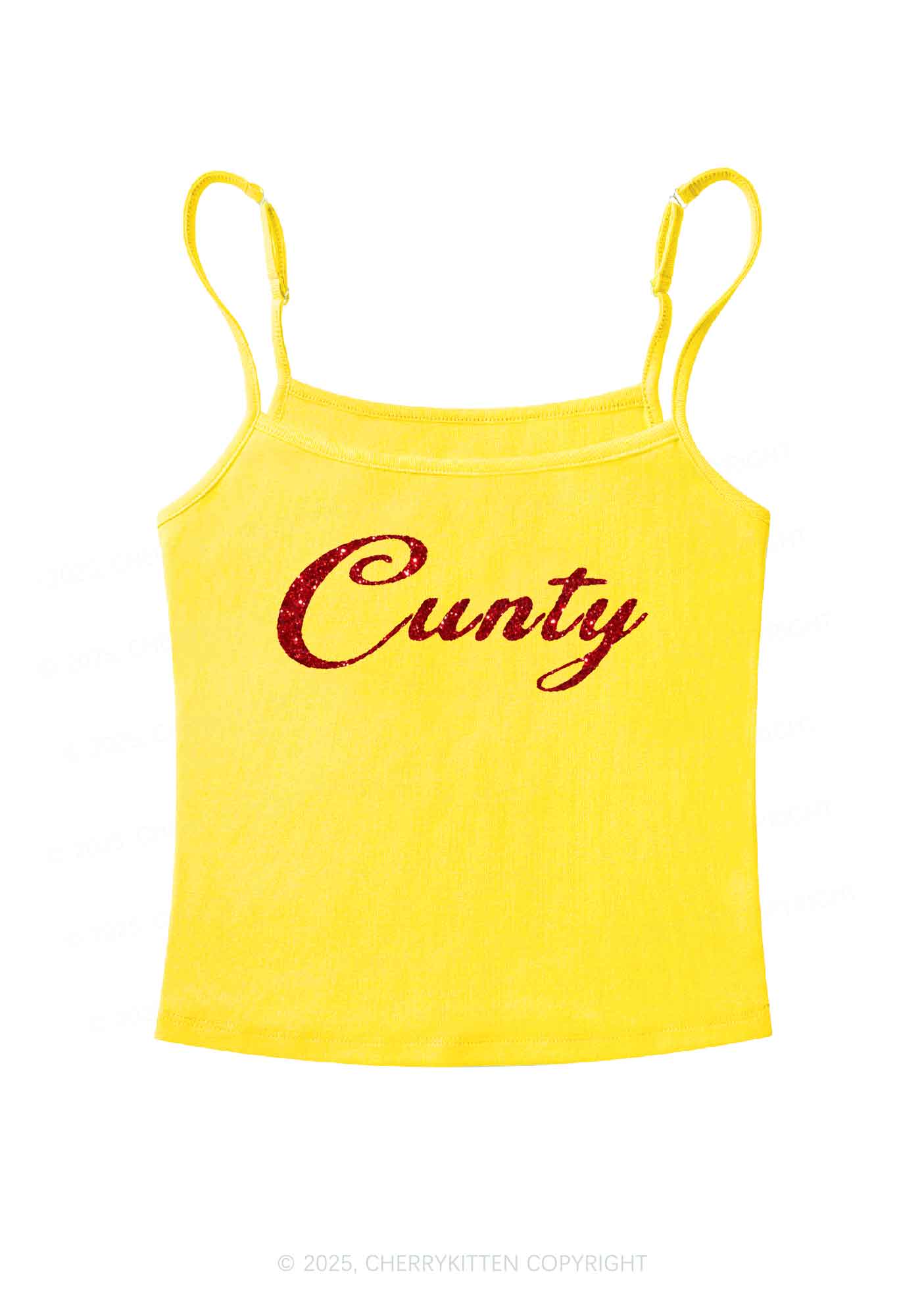 Glitter Cunty Y2K Spaghetti Strap Cami Cherrykitten