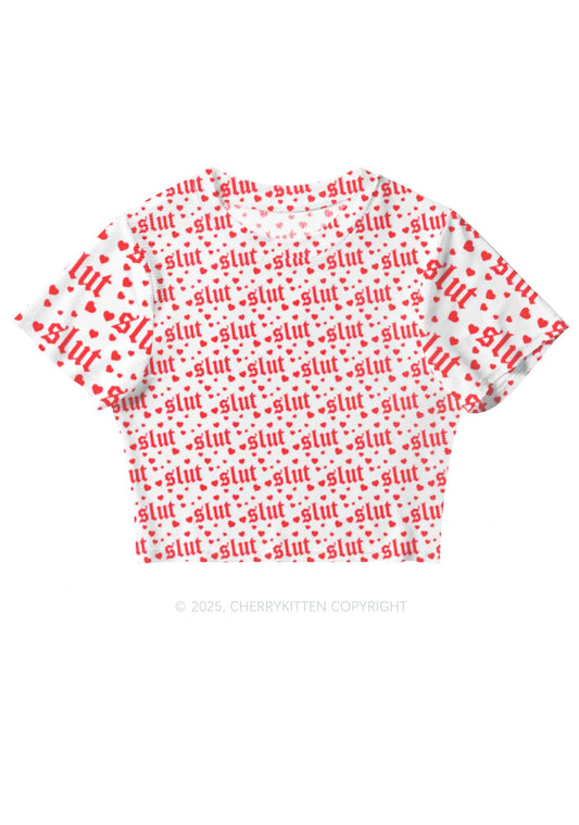 Slxt Red Heart Y2K Mesh Crop Top Cherrykitten