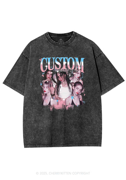 Custom Photo Trans Pride Y2K Shirts Washed Tee Cherrykitten
