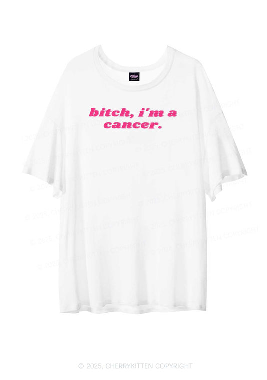 Bxtch Im A Custom Zodiac Y2K Sheer Boyfriend Tee Cherrykitten