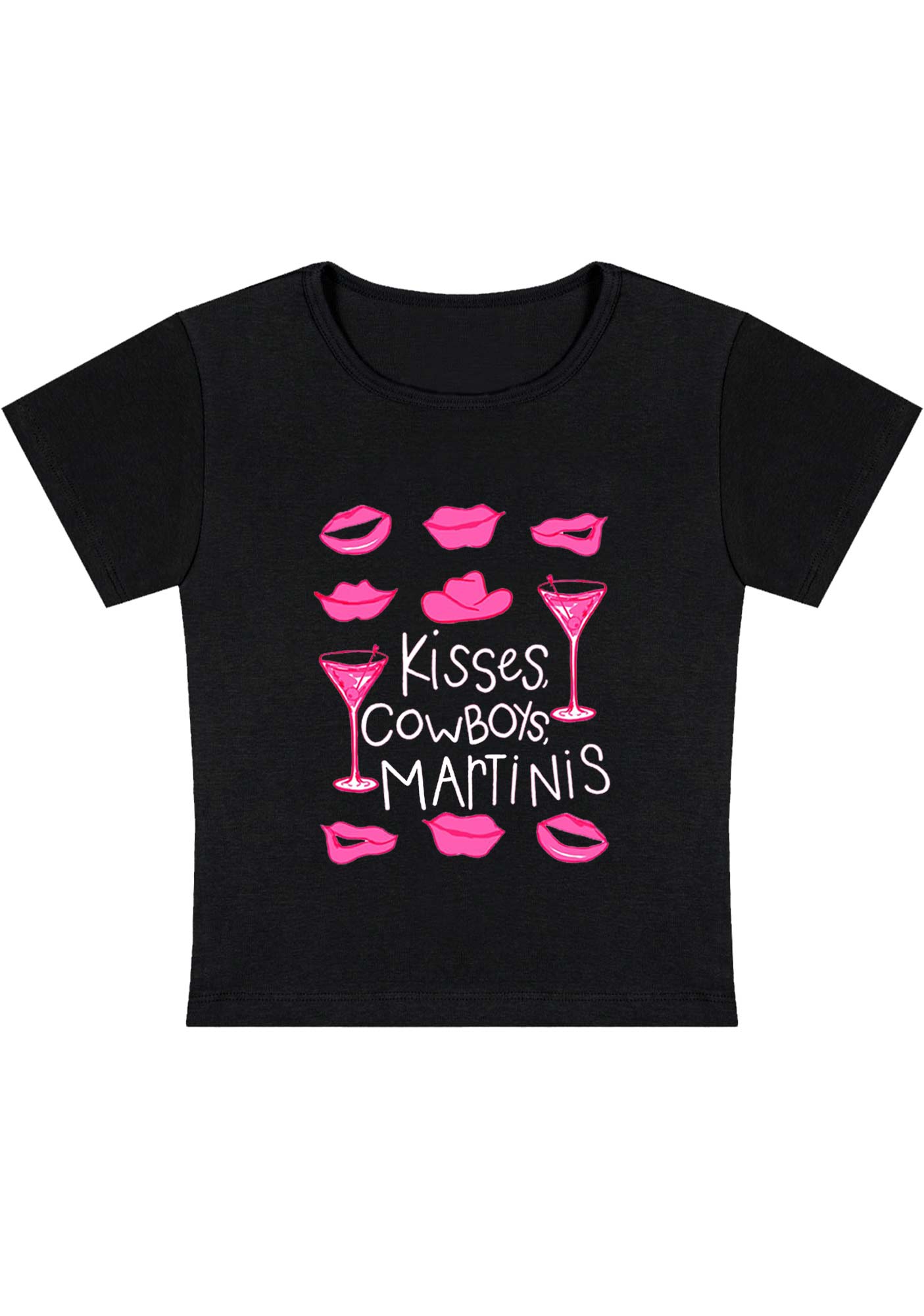 Curvy Kisses Cowboys Martinis Baby Tee