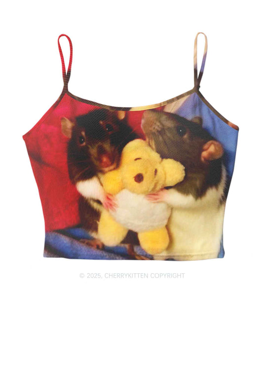 Rats with Doll Y2K Mesh Cami Tank Cherrykitten