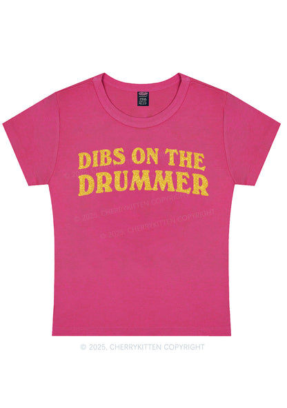 Glitter Dibs On The Drummer Y2K Baby Tee Cherrykitten