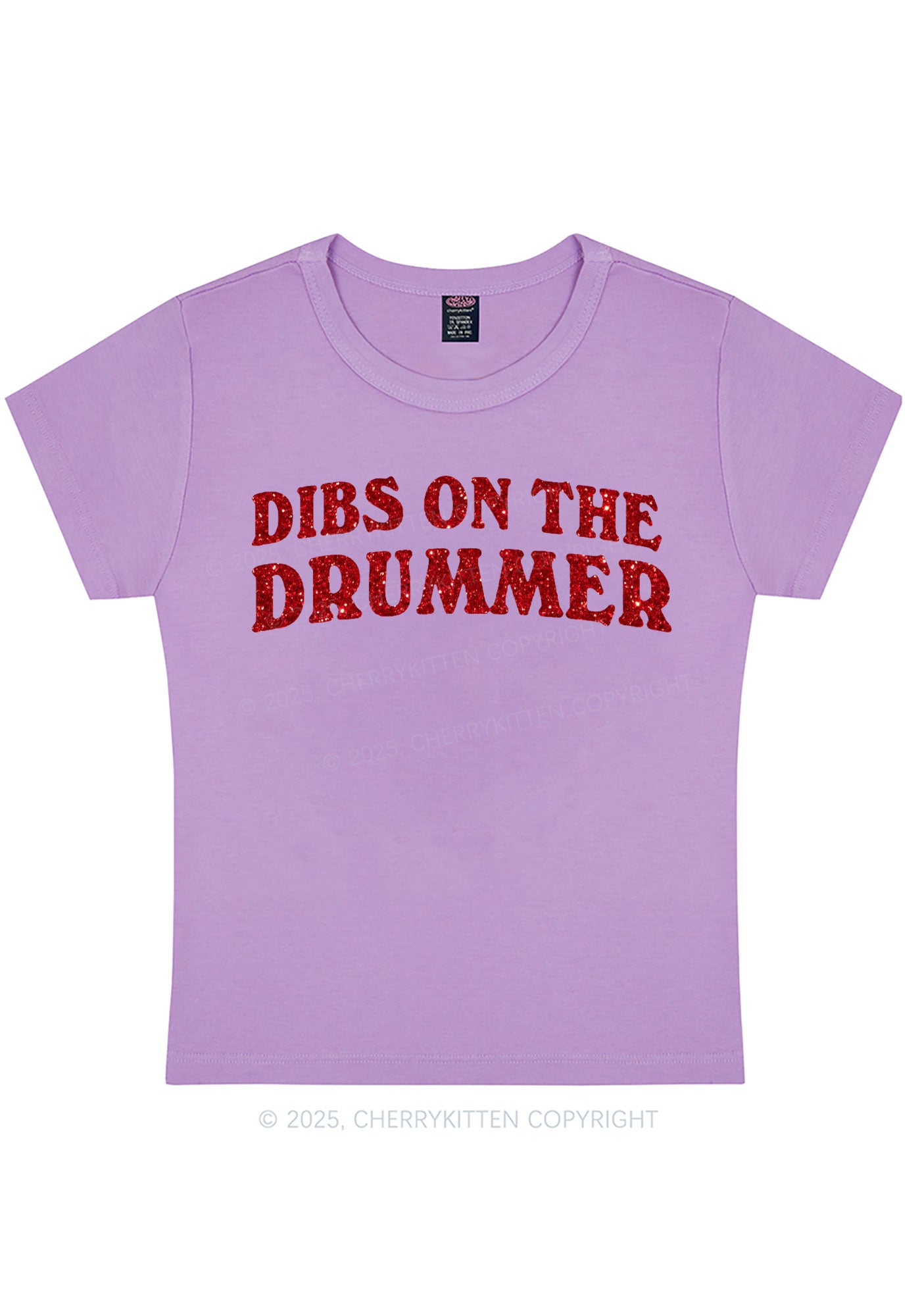 Glitter Dibs On The Drummer Y2K Baby Tee Cherrykitten
