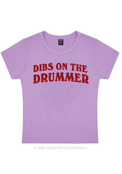 Glitter Dibs On The Drummer Y2K Baby Tee Cherrykitten