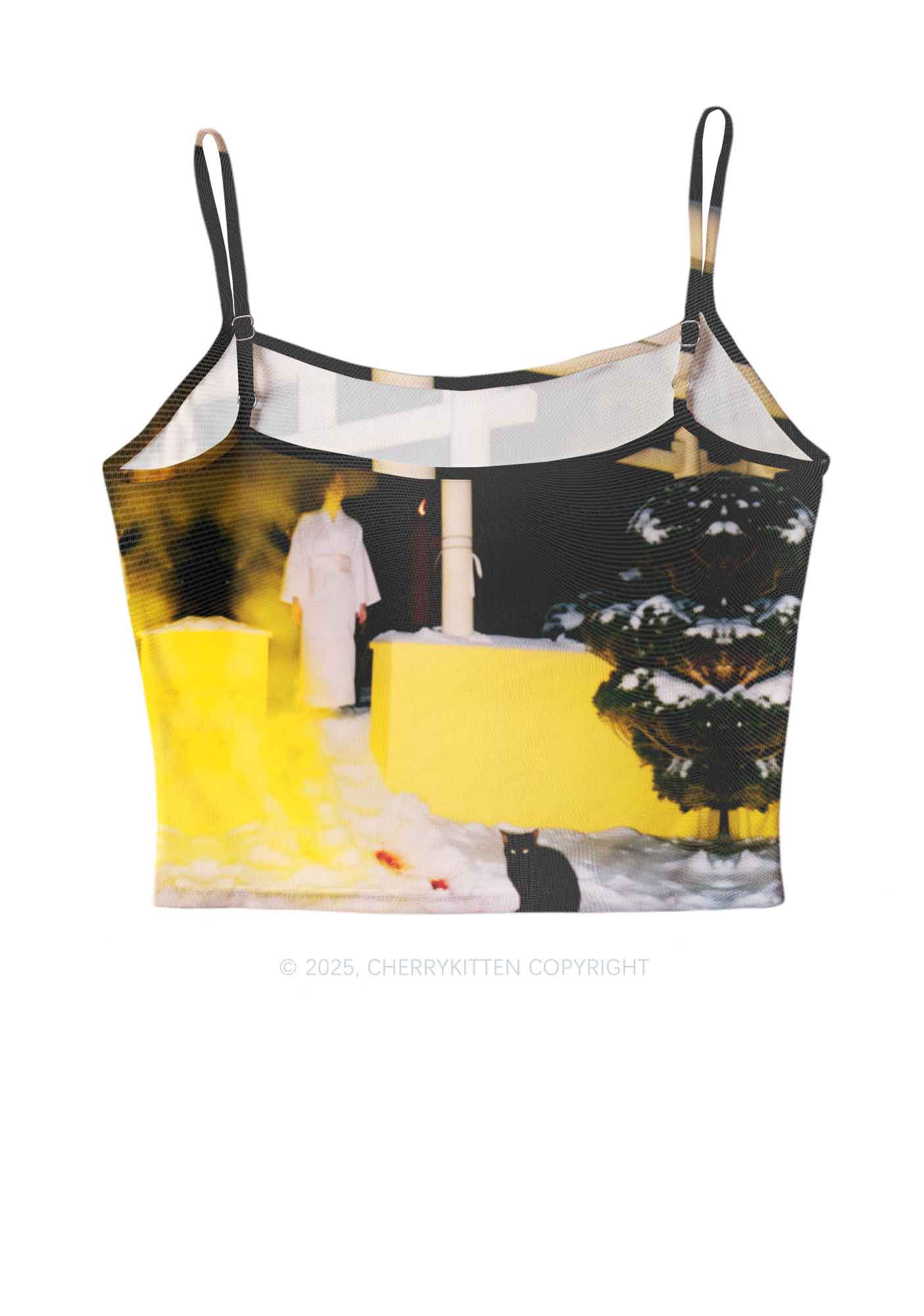 Snow Cat Y2K Mesh Cami Tank Cherrykitten