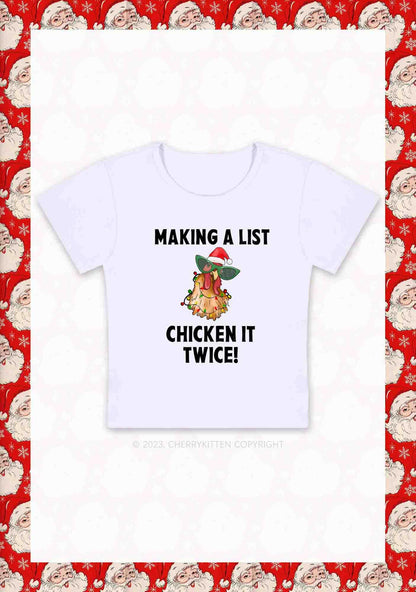 Chicken It Twice Christmas Y2K Baby Tee Cherrykitten