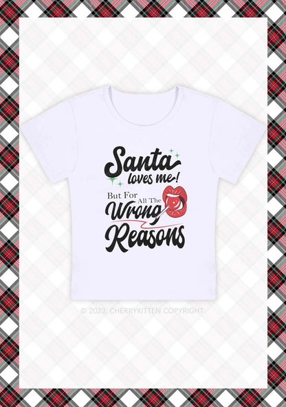 Santa Loves Me Christmas Y2K Baby Tee Cherrykitten