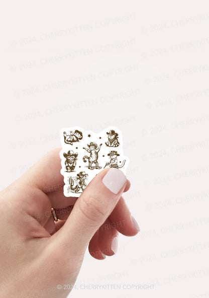 Cowboy Cats 1Pc Y2K Sticker Cherrykitten