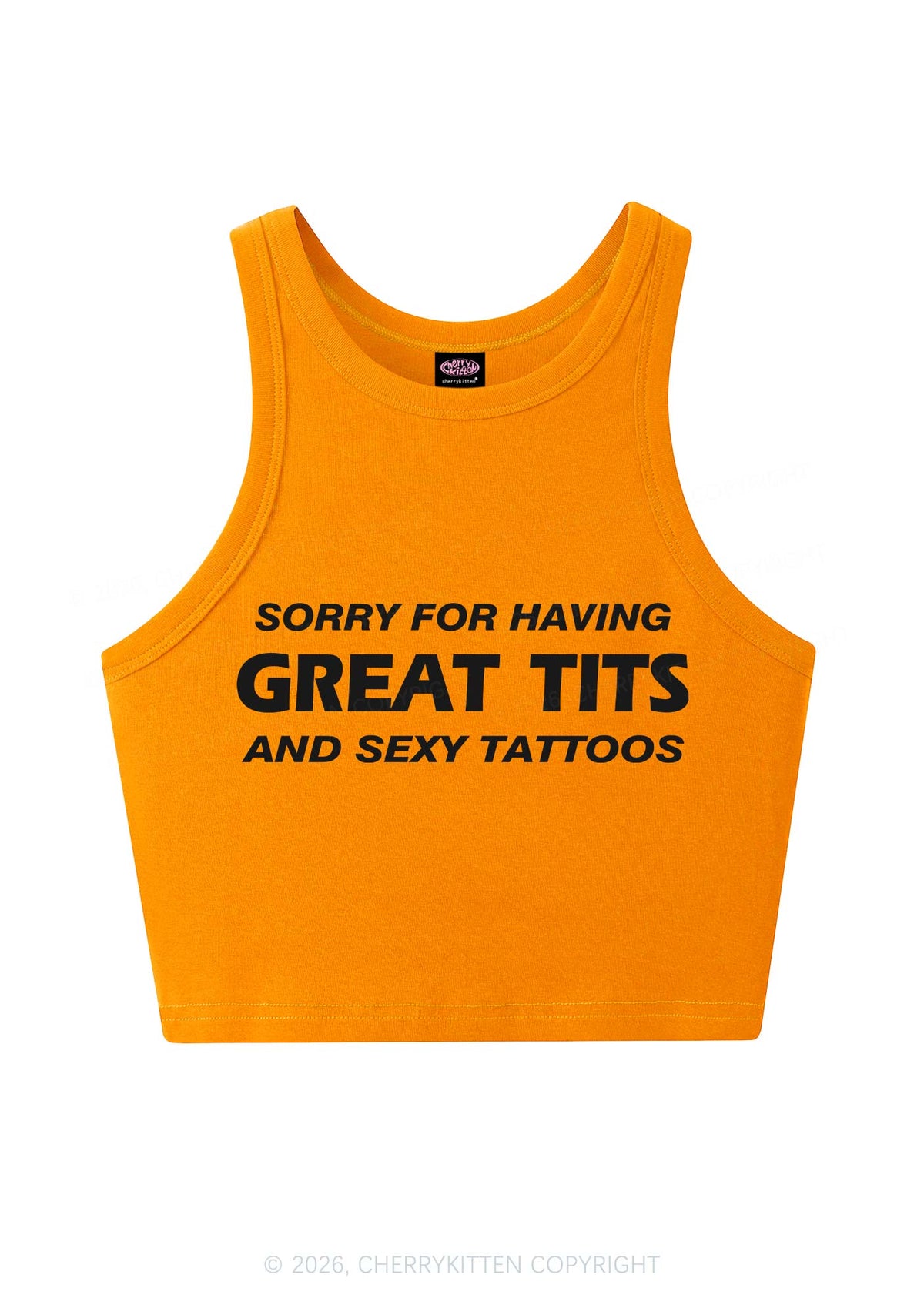 Sorry For Great Txts And Sexy Tattoos Y2K Crop Tank Top Cherrykitten