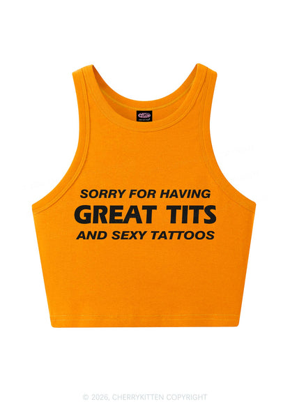 Sorry For Great Txts And Sexy Tattoos Y2K Crop Tank Top Cherrykitten