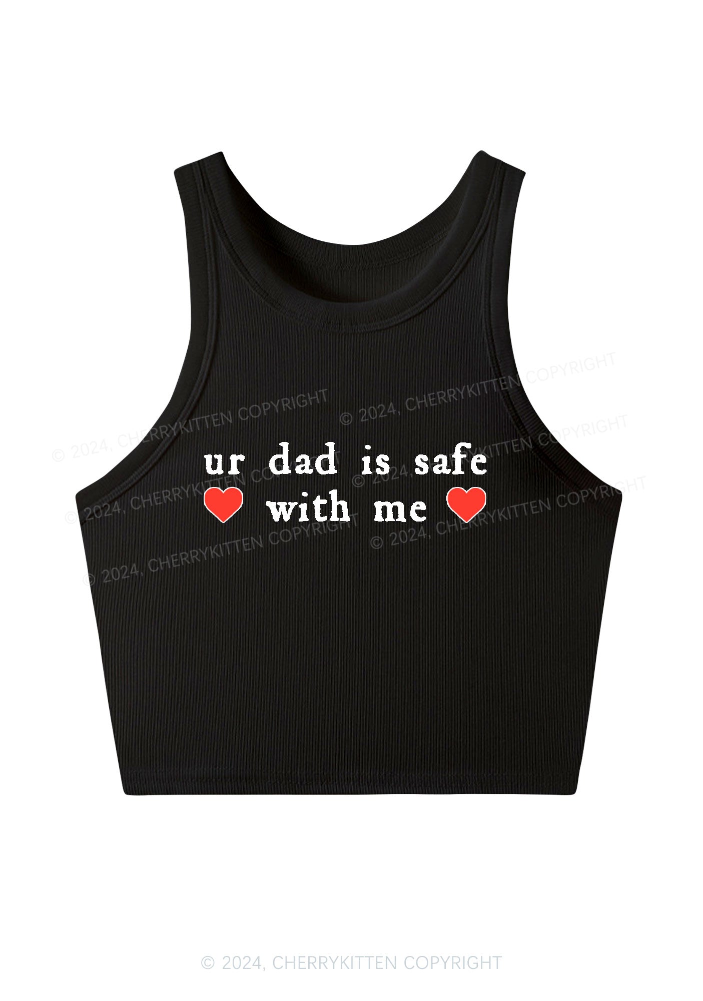 Ur Dad Is Safe With Me Y2K Crop Tank Top Cherrykitten