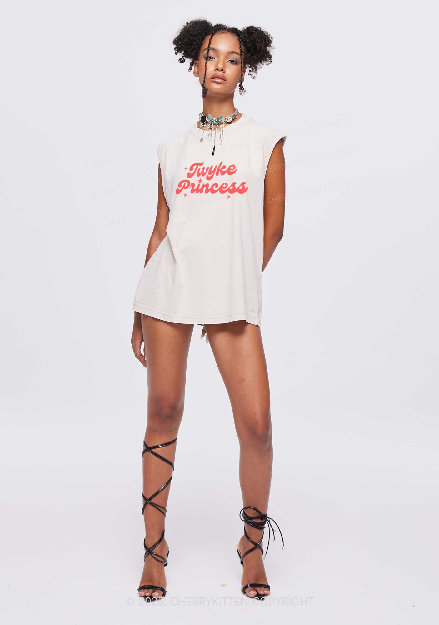 Twyke Princess Pride Y2K Washed Muscle Tank Cherrykitten
