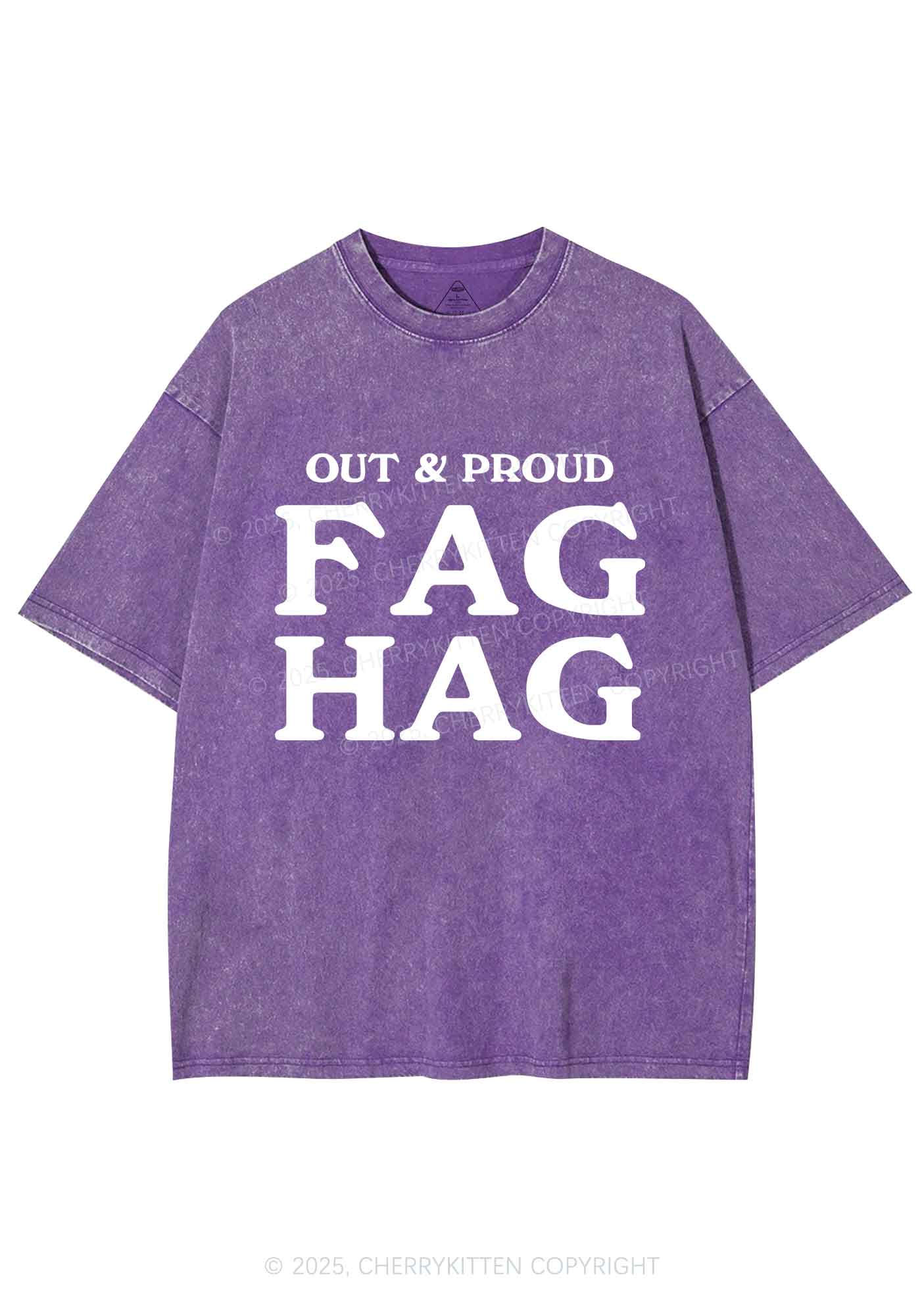 Fag Hag Pride Y2K Shirts Washed Tee Cherrykitten